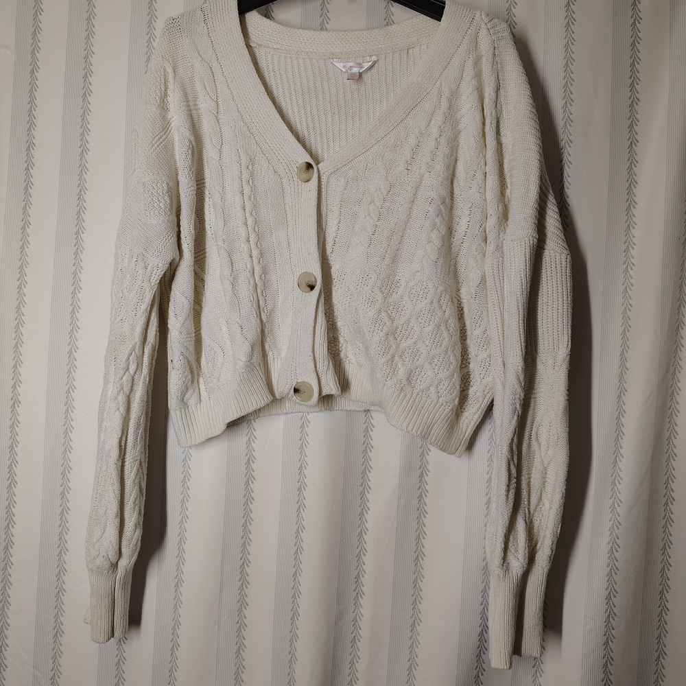 No Boundaries Cream Cable Knit Cardigan